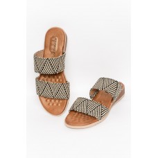 Mister Black Geometric Raffia Slide